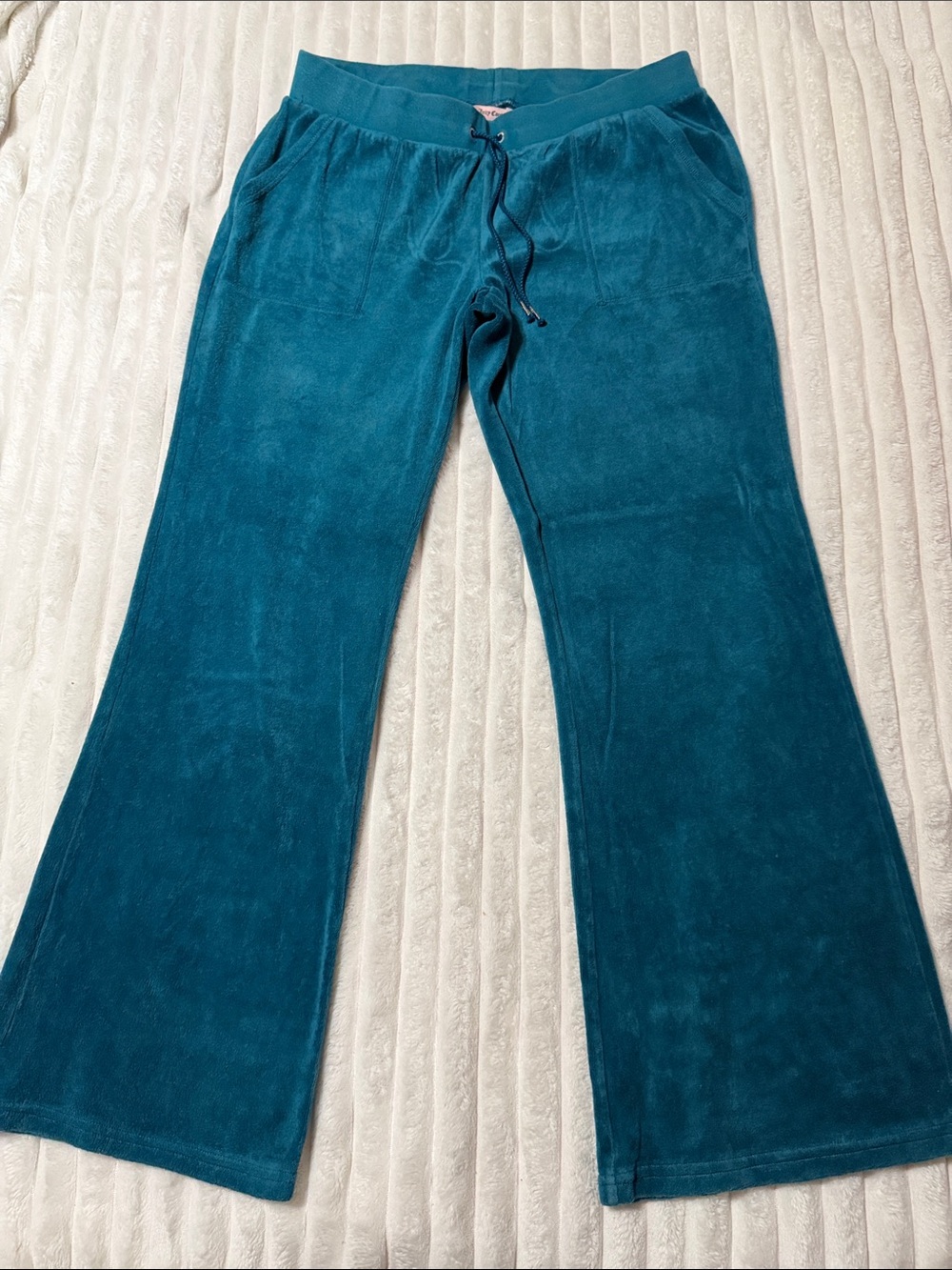 Juicy Couture Teal Velour Y2K Flare Pants | Size Large